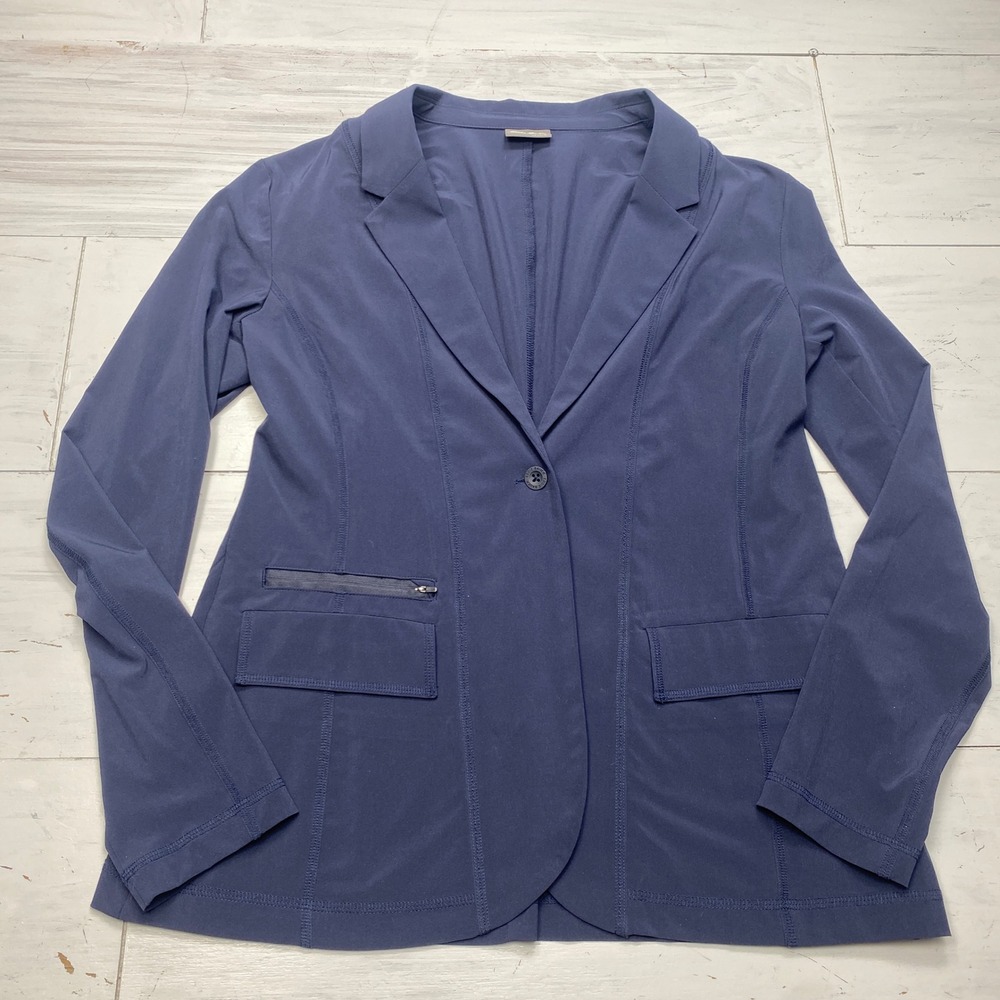 Eddie Bauer Blazer Women 10 Navy Blue Performance Stretch Travel Jacket Light